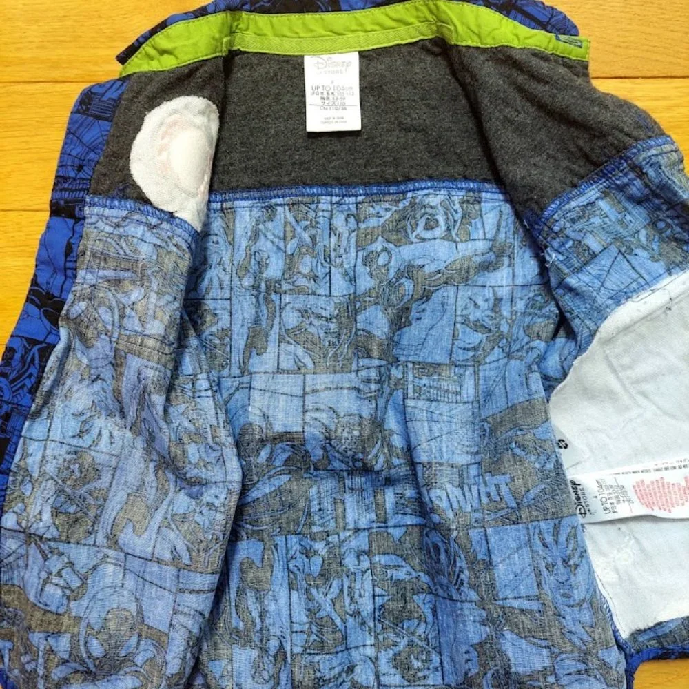 DISNEY STORE MARVEL Boys 4 LONG SLEEVED SHIRT SPIDERMAN Embroidered‎ BLUE Button